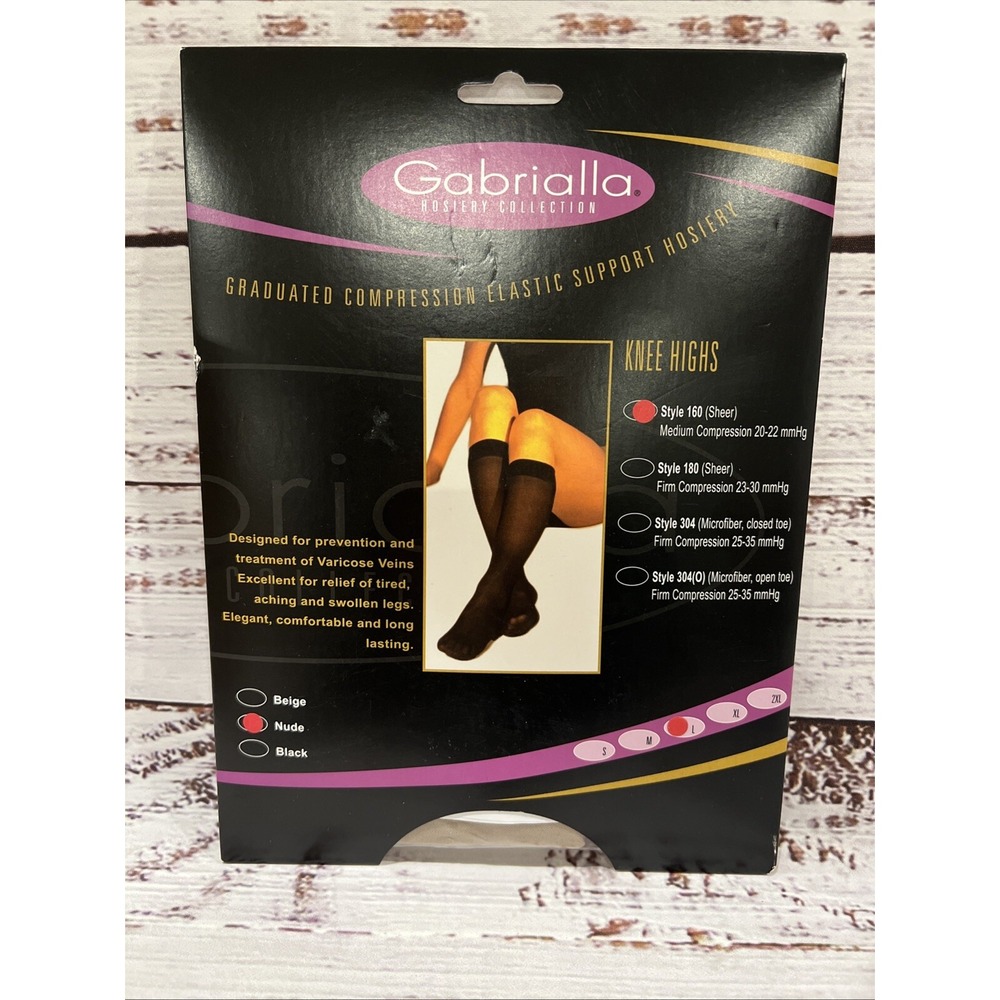 Gabrialla Nude Sheer Knee Highs Style 160 Medium Compression Knee Highs size L